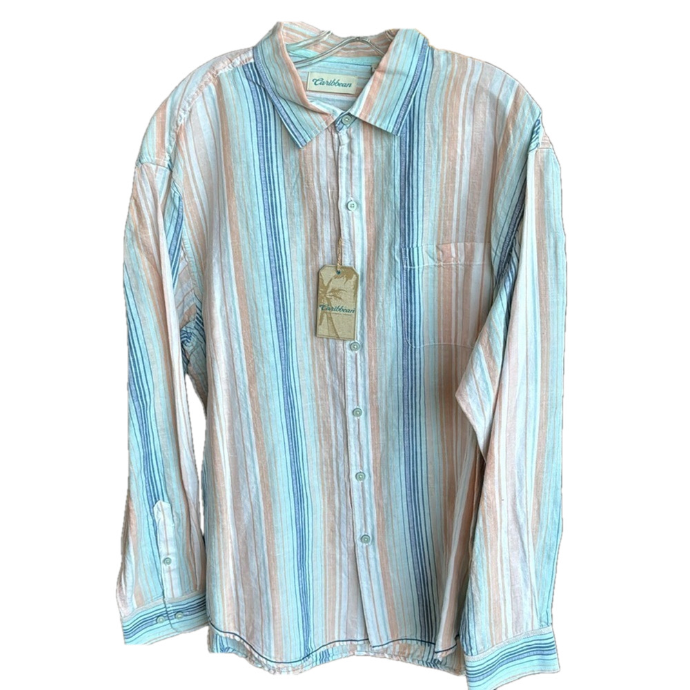 Caribbean long sleeve linen and cotton long sleeve shirt